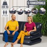 Blooma Çift Kişilik Açılır Şişme Koltuk 188 x 152 x 64 cm Dayanıklı PVC Malzeme ile Konforlu Kullanım - Standart - Siyah