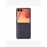 BloomCase Flex Obsidian Black Hakiki Deri Samsung Galaxy Z Flip 7 Kılıf(6.9"-4.1")