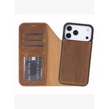BloomCase Magic Wallet Moccasin Apple iPhone 17 Pro (6.3") Hakiki Deri Çıkarılabilir Cüzdanlı Telefon Kılıfı