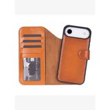 BloomCase Magic Wallet Urban Tan Hakiki Deri iPhone 17 Air(6.5") Cüzdanlı Telefon Kılıfı