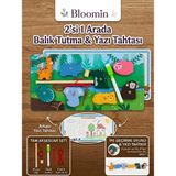Bloomin 2'si 1 Arada Ahşap Balık Tutma ve Yazı Tahtası Ipe Geçirme - Eğitici Zeka Oyunu Ahşap Bebek Çocuk Bultak - YAZI TAHTASI - Ahşap - Beyaz