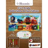 Bloomin 2'si 1 Arada Ahşap Balık Tutma ve Yazı Tahtası Ipe Geçirme - Eğitici Zeka Oyunu Ahşap Bebek Çocuk Bultak - YAZI TAHTASI