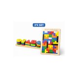 Bloomin 5’li Ahşap Bultak Geometrik Şekil Yerleştirme ve Tetris Blok Puzzle Eğitici Oyuncak Seti