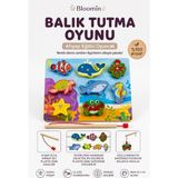 Bloomin Ahşap Balık Tutma ve Ipe Dizme Oyunu Eğitici Bebek - Çocuk Ahşap Oyuncak - Balık Tutma ve Yazı Tahtası - Ahşap - Ceviz