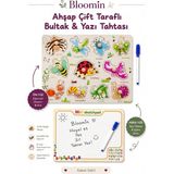 Bloomin Ahşap Çift Taraflı Bultak & Yazı Tahtası | Kalem Dahil | Eğitici Montessori Bebek Çocuk Oyuncağı - BÖCEK - Çok Renkli