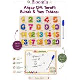Bloomin Ahşap Çift Taraflı Bultak & Yazı Tahtası | Kalem Dahil | Eğitici Montessori Bebek Çocuk Oyuncağı - SAYILARVEŞEKİLLER - Çok Renkli
