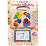 Bloomin Eğitici Ahşap Oyuncak Temalı Yapboz - Bultak ve Silinebilir Yazı Tahtası (Kalem Dahil) Çocuk Bebek - Böcek - Çok Renkli