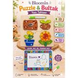Bloomin Eğitici Ahşap Oyuncak Temalı Yapboz - Bultak ve Silinebilir Yazı Tahtası (Kalem Dahil) Çocuk Bebek - Çiçek - Çok Renkli