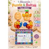 Bloomin Eğitici Ahşap Oyuncak Temalı Yapboz - Bultak ve Silinebilir Yazı Tahtası (Kalem Dahil) Çocuk Bebek - Horoz - Çok Renkli