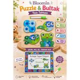 Bloomin Eğitici Ahşap Oyuncak Temalı Yapboz - Bultak ve Silinebilir Yazı Tahtası (Kalem Dahil) Çocuk Bebek - Kurbağa - Çok Renkli