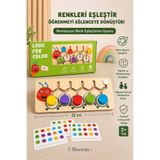 Bloomin Montessori Ahşap Renk Eşleştirme Oyunu - Kutulu Kartlı Eğitim Seti Renk ve Dikkat Geliştirici Zeka Oyuncağı Bebek Çocuk Ahşap Oyuncak