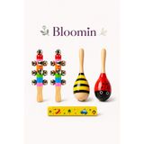 Bloomin Örf Aletleri Seti Ahşap 2’li Marakas & 2’li Zilli Marakas ve Mızıka Müzik Seti