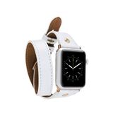 BloominBag Alpine Double Tour Ivory 44/45/46/49 mm Beyaz Deri Apple Watch Akıllı Saat Kordon