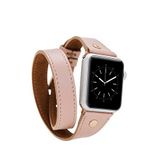 BloominBag Alpine Double Tour Nude Bisque 44/45/46/49 mm Pudra Deri Apple Watch Akıllı Saat Kordon