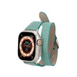 BloominBag Alpine Slim Double Tour Aqua Deri Yeşil Apple Watch Kordonu