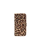 BloominBag Apple iPhone 16 Pro Max Kahverengi Bloomcase Leopard Sütlü Kahve Deri Cüzdanlı Telefon Kılıfı