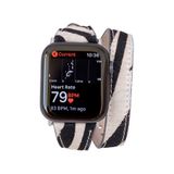 BloominBag Bloomband Wild Zebra Slim Double Tour Leather Apple Watch 44/45/46/49 mm Akıllı Saat Kordon