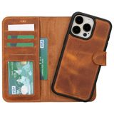 Bloominbag Bloomcase Apple Iphone 15 Pro (6.1") Deep Mocca Hakiki Deri Çıkarılabilir Cüzdanlı Telefon Kılıfı