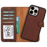 Bloominbag Bloomcase Apple Iphone 15 Pro Max (6.7") Vintage Saddle Hakiki Deri Çıkarılabilir Cüzdanlı Telefon Kılıfı