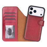 Bloominbag Bloomcase Magic Apple Iphone 17 Pro Max(6.9") Crimson Flame Ayrılabilir Hakiki Deri Cüzdanlı Telefon Kılıfı