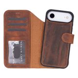 Bloominbag Bloomcase Magic Wallet Mahogany Saddle Hakiki Deri Iphone 17 Air(6.5") Cüzdanlı Telefon Kılıfı