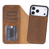 Bloominbag Bloomcase Magic Wallet Moccasin Apple Iphone 17 Pro Max (6.9") Hakiki Deri Çıkarılabilir Cüzdanlı Telefon Kılıfı