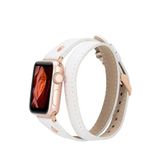 BloominBag Gold Tokalı Double Tour White Deri Apple Watch Akıllı Saat Kordon