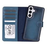 Bloominbag Monte Midnight Blue Samsung Galaxy S26 (6.3") Hakiki Deri Çıkarılabilir Cüzdanlı Telefon Kılıfı
