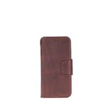 Bloominbag Porta Saddle Heritage Iphone 17 Pro 6.3"" Deri Çıkarılabilir Cüzdanlı Telefon Kılıfı - Kahverengi