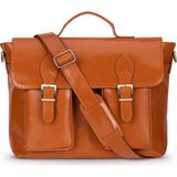 BloominBag Rıvolı Cognac Tan Hakiki Deri 16–17 Inç Laptop ve Evrak Çantası - 28 cm x 36 cm x 12 cm - Kahverengi