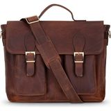 BloominBag Rıvolı Saddle Heritage Hakiki Deri 16–17 Inç Laptop ve Evrak Çantası - 28 cm x 36 cm x 12 cm - Kahverengi