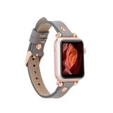 BloominBag Rose Gold Tokalı Sandy Gray Deri Apple Watch Akıllı Saat Kordon