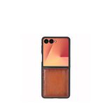 BloominBag Samsung Galaxy Z Flip 7 Bloomcase Flex Cool Tan Taba Deri Telefon Kılıfı