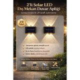Blooming Plus 2’li Solar LED Duvar Aplik 6 LED Çift Taraflı Güneş Enerjili Dış Mekan Bahçe Duvar Lambası