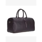 BloomVoyager Cognac Clay Hakiki Deri Seyahat Çantası – Unisex Hafta Sonu Duffle Seyahat Çantası