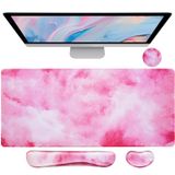 Bloss Bulutlar Mouse Pad ve Klavye Bilek Dayanağı, 4'ü 1 Arada Sümen, Sevimli Masa Pedi Kolay Yazma ve Ağrı Giderici, Kadınlar Kızlar için Masa Dekoru - Pembe Bulutlar (35,4 × 15,7 inç)