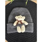 Blotch Bear Pelüş Beyaz Ayıcıklı Bere Renkli Tedy Figürlü Unisex Antrasit Örgü