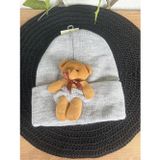Blotch Bear Pelüş Kahve Ayıcıklı Bere Renkli Tedy Figürlü Unisex Gri Örgü
