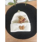 Blotch Bear Pelüş Kahve Ayıcıklı Bere Renkli Tedy Figürlü Unisex Krem Örgü