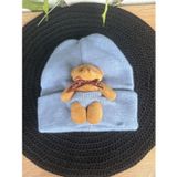 Blotch Bear Pelüş Kahve Ayıcıklı Bere Renkli Tedy Figürlü Unisex Mavi Örgü