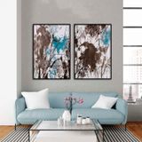 Blotch İkili Set Yağlı boya Dokulu Tablo 90X120 Gold Çerçeveli