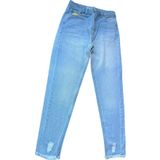 Blotch Kız Çocuk Pantolonu Buz Mavisi Kot Jeans Paçası Püsküllü Yırtık Detay