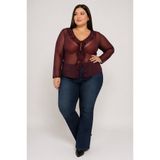 BLOUSE Bordo Romantik Fırfırlı Büyük Beden Bluz