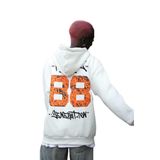 Blow Up Kapşonlu 3 Iplik Kalın Içi Polarlı Oversize Baskılı Erkek Sweatshirt - Krem - XXL
