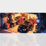 BLS 90X40 cm Büyük Boy Oyuncu Mouse Pad Kaymaz Taban Fare Altlığı Gaming Mousepad XXL Araba Desenli - Garage - 04
