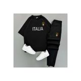 blucombin Erkek Italia Scuba Tişört ve Pantolon 2li Kombin Geniş Kesim