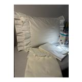 Blue Atelier %100 Organik Pamuk Fırfırlı Krem Bebek Nevresim Takımı (100x150)