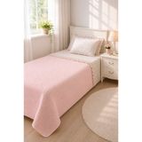 Blue Atelier %100 Pamuklu Fırfırlı Pembe Pike Yatak Örtüsü Takımı Çocuk Pike Takımı Genç Pike