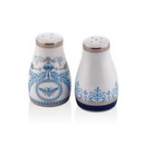 BLUE BANUBE Porselen Tuzluk Biberlik Seti, Mavi Beyaz Çiçek Desenli, 4.5x8 cm, 2 Parça