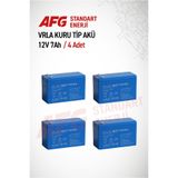 Blue Battery 4 ADET 12 VOLT 7 AMPER KURU TİP AKÜ 12 V 7 AH BL Mavi